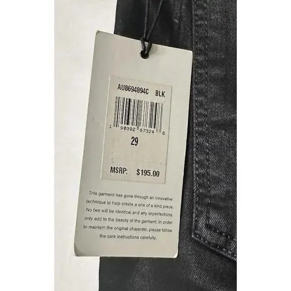 NWT 7 For All Mankind High Waist Slim Kick Womens Black Coated‎ Jeans Size 29